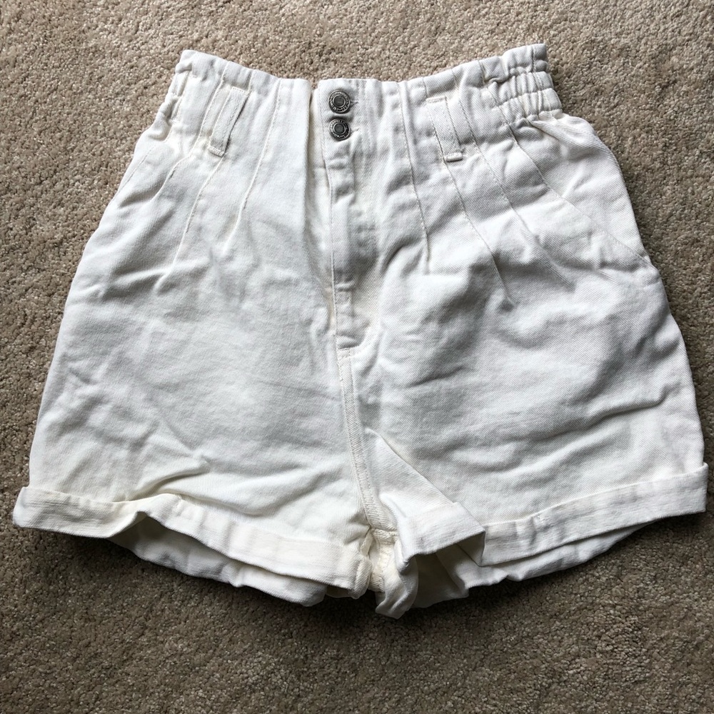 High Waisted Paper Bag Shorts